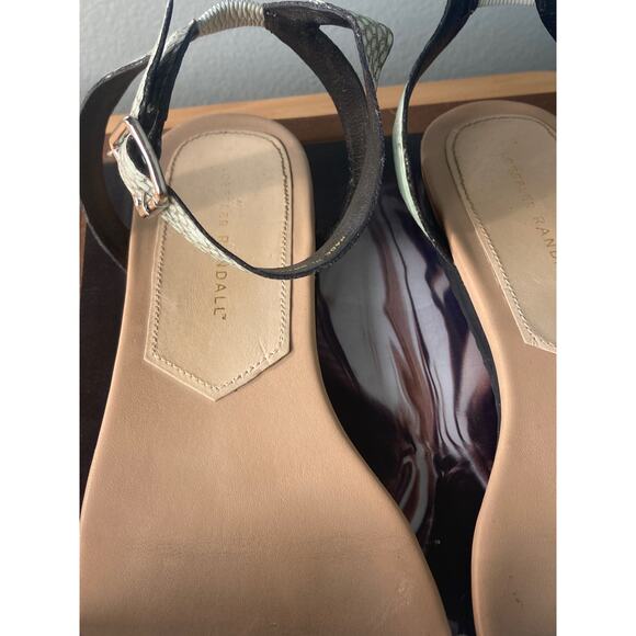 Loeffler Randall Gilda-Vass Sandal White & Green Embossed Flat With Box Sz 9.5 - Picture 7 of 11